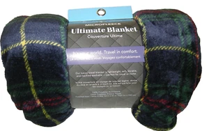 World's Best Microfleece Blanket By Wolf Manufacturing, 50" x 60", Navy Plaid - Picture 1 of 2