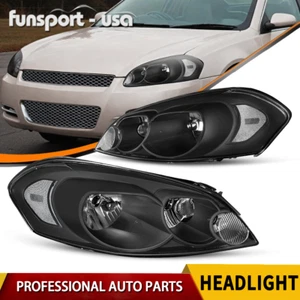 Black Headlights for 06-07 Monte Carlo 2006-2013 Chevy Impala Headlamps Pair Set - Picture 1 of 5