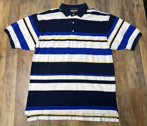 Polo de golf Tommy Hilfiger vintage azul blanco a rayas de algodón talla grande - Imagen 1 de 12