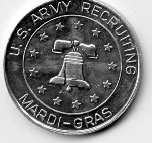 Mardi Gras Doubloon United States Army Recruiting 1979 Alluminio - Foto 1 di 2