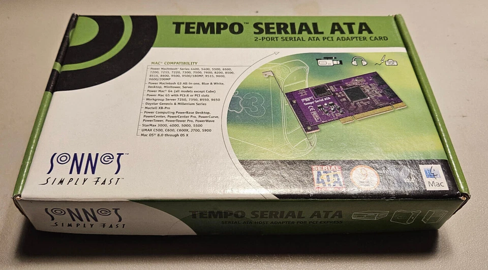 Sonnet Tempo Sata Serial ATA PCI Card with Box for PowerMac G3 G4 Beige - Image 1 of 4