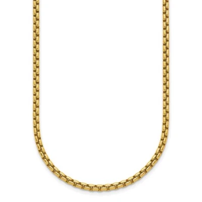 Collar de cadena de caja redonda sólida de 3,2 mm pulido oro amarillo de 18k 30" para hombre 49,04 g Foto 1 de 4