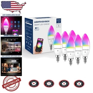 Smart Candelabra LED Bulbs - 60W Equivalent, 500LM, WiFi & Voice Control, 6PCS - Picture 1 of 8
