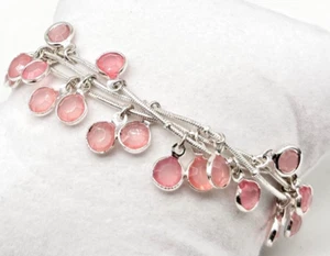 NWOT ANNE KLEIN Silver Tone Multi Strand Pink Crystal Bracelet SIGNED 8" B10 - Picture 1 of 4