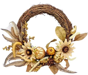 Threshold Golden Vine Wreath 18" Candle Ring Fall Harvest Party Decor Door Wall - Picture 1 of 9