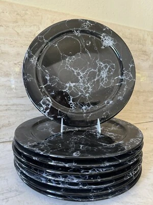 Waechsterbach Charger Plates Germany Marbleized Fossilized Black Serving Dinner - Изображение 1 из 4