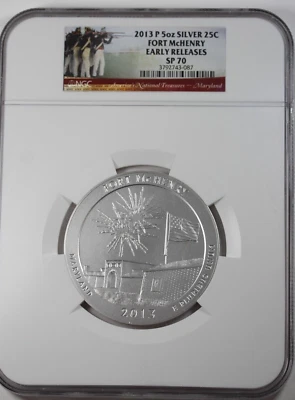 2013-P Fort McHenry ATB 5 oz Silver  :  NGC SP70 Early Releases - Image 1 of 2
