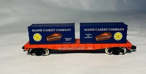 Vintage N Scale Model Power Maine Casket Company Flat With 2 Containers Trains - Picture 1 of 10