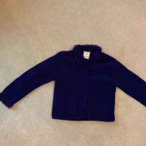 CORNELLOKI GIRLS CARDIGAN SWEATER,6, DARKEST NAVY, FABRIC COVERED BUTTONS - Picture 1 of 3