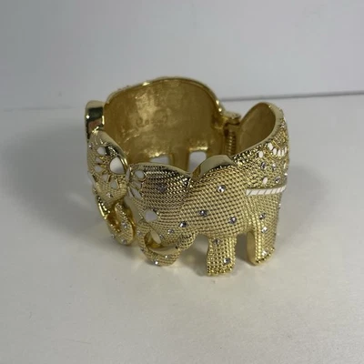 Brazalete Lilly Pulitzer Elefante Dorado Tono Metálico Brillante Declaración Foto 1 de 4