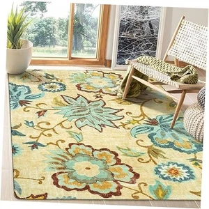Floral Washable Rug for Living Room - Area Rugs 5x7 Non-Slip Lightweight - Picture 1 of 7