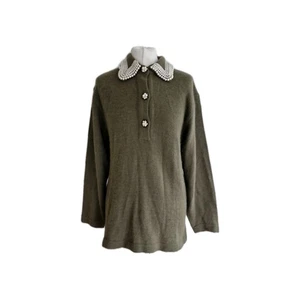 Umberto Ginocchietti Green Cardigan Jumper Pearls Embellished Knit~IT 42 UK 10. - Picture 1 of 19