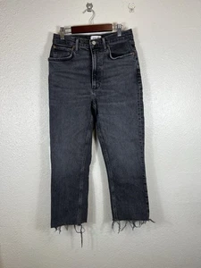 AGOLDE Los Angeles High Rise Stovepipe Jeans Raw Hem Women's Black Size 27 - Picture 1 of 10