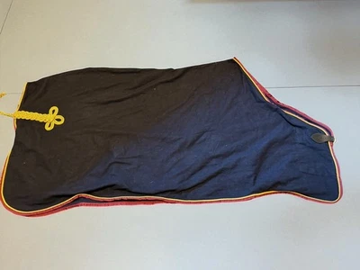 Blazer cavalo Centaur vestido de lã cooler azul marinho marrom dourado tamanho 66-70 - Imagem 1 de 4