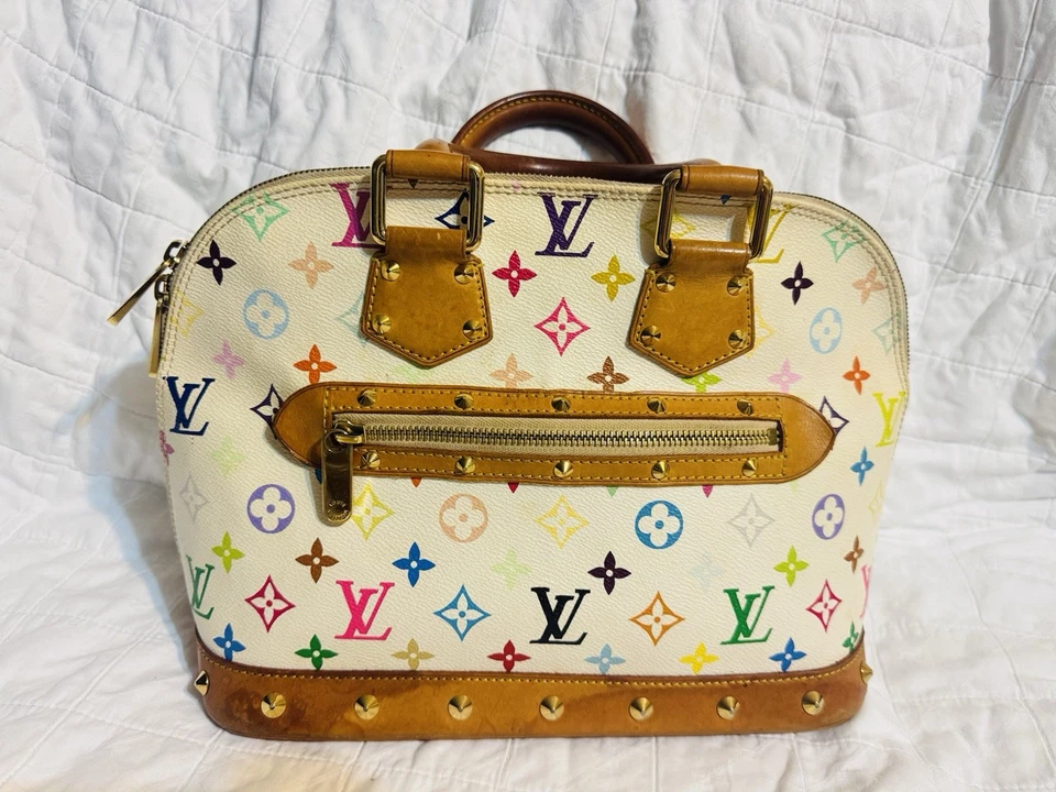 Louis Vuitton Alma Top Handle Bag White Multicolour Leather Monogram - Image 1 of 4