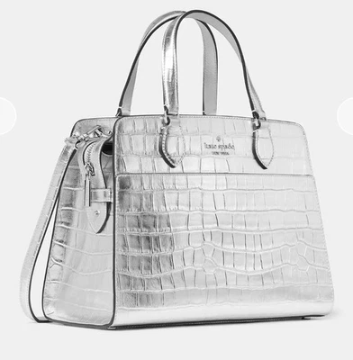 Сумка Kate Spade Madison металлик серебристая с тиснением под крокодила средняя Совершенно новый!!!! - Изображение 1 из 4