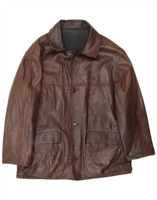VINTAGE Mens Reversible Leather Jacket IT 54 2XL Brown Leather CP01 - Image 1 of 4