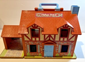Vintage 1980 Fisher Price Little People FAMILY TUDOR HOUSE #952 Play House only - Foto 1 di 18