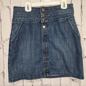 Falda Forever 21 Mujer Talla M Azul Mini Denim Corta Medio Lavado Botón Damas - Imagen 1 de 9