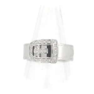 Gucci belt motif diamond ring 5.25 US Size 18k white gold - Picture 1 of 11