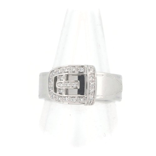 Anello diamante motivo cintura Gucci taglia USA 18K oro bianco 5 25