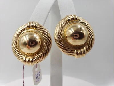 14KT Yellow Gold Hollow Round Earring – Omega Back - Image 1 of 4