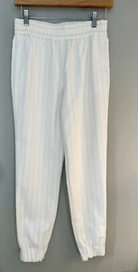 Alice + Olivia High Rise Cotton Blend Joggers Size XS White Stripe Joggers NWOT - Picture 1 of 6