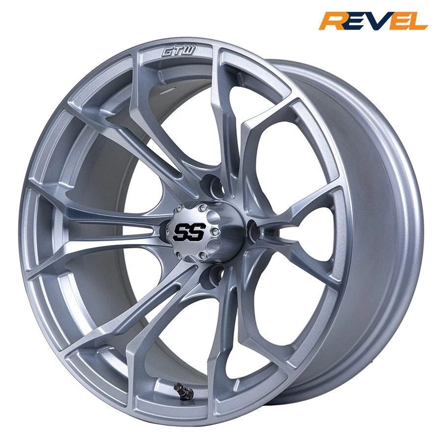 Set of 4, GTW Spyder 14" Matte Silver & Machined Golf Cart Wheels, 14x7, ET -.25 Foto 1 de 4
