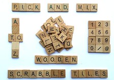 Wooden Pick And Mix *CHOOSE YOUR OWN* Scrabble Letters Tiles & Numbers 0-9@&/-