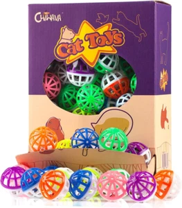 45PCS 1.6'' Cat Toy Ball with Bell Plastic Lattice Jingles Balls Kitten Chasing  - Picture 1 of 12