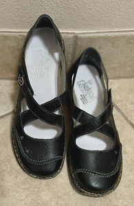 Rieker Anti-Stress DAISY Black Leather Cross-Strap Mary Jane Shoes~Sz 41/10~EXC - Picture 1 of 16