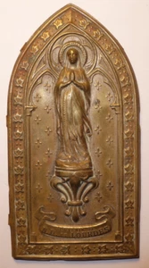Grande Plaque / médaille Souvenir de Notre Dame de Lourdes, vers 1900 !! - Picture 1 of 2