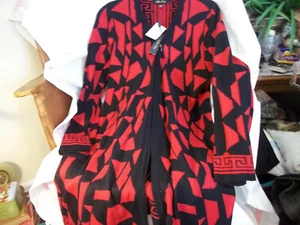 HDR Melissa Paige Red and Black Extra Small XS Light Weight Open Sweater - Picture 1 of 3