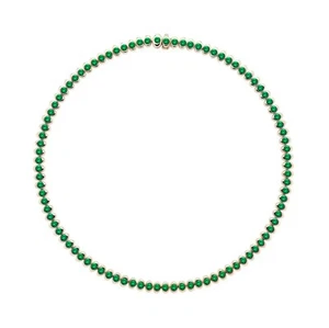 Collar de tenis redondo unisex de plata de ley 925 con esmeralda en cuello de tenis con esmeralda - Imagen 1 de 2