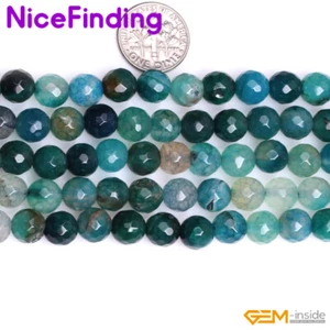 Cuentas de piedras preciosas facetadas redondas naturales de ágata verde para hacer joyas hebra a granel - Imagen 1 de 22