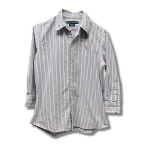 Ralph Lauren Boy's Slim Fit Striped Button-Down Shirt Purple Size M - Picture 1 of 6