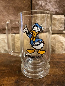 Walt Disney Productions Vintage Donald Duck Glass Mug Double-Sided Graphic - Picture 1 of 3