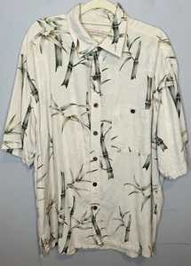 Men’s Island Republic Silk Hawaiian Shirt XL Extra Large Short Sleeve Beige - Picture 1 of 4