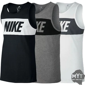 Nike Herren grau schwarz Trägershirt Retro großes Logo Sport Fitness ärmellos Tank Top - Bild 1 von 15