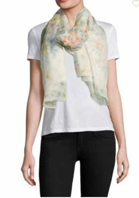 NUEVO $485 Alexander McQueen Calavera Isla Ramo Seda Gasa Cuello Bufanda 47" X69" Foto 1 de 4