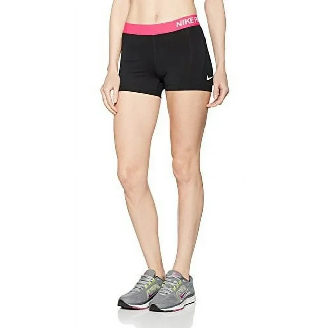 NIKE Women's Pro 3" Training Shorts, Black/Vivid Pink/White - Brand New-Unopened - Image 1 of 4
