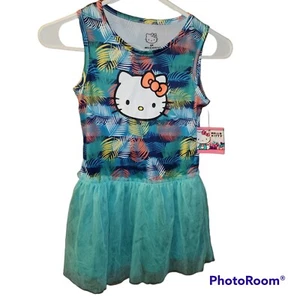 Hello Kitty New Girl’s Green Mesh Dress Sleeveless Size 6X Kids Stretch - Picture 1 of 5