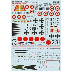 Lockheed T-33 Shooting Star Part-3 Decals 1:72 PS 72-270 for Aircraft model kit - Picture 1 of 4