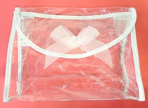 Cosmetic Makeup Organizer Bag Clear With a Bow See Thru Travel Ships Free New - Picture 1 of 2