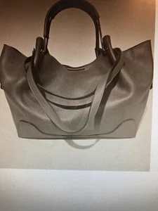 Sondra Roberts Squared Tote Satchel Gray Pebbled Vegan Leather Removable Pouch - Picture 1 of 6