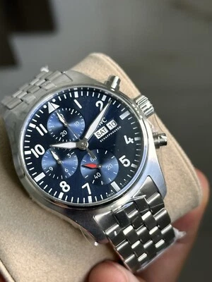 IWC Pilot automatic Chronograph Blue on Bracelet 41mm watch IW388102 - Image 1 of 4