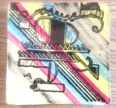 RARO Marianna Von Allesch ÚNICO Plato Cuadrado de Vidrio Años 40 Pintado a Mano MCM Carola Foto 1 de 4