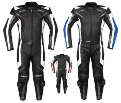 Combinaison Moto 2 Pc. Cuir Protections Renfort Dorsal Doublure Mesh Stretch - Photo 1/3