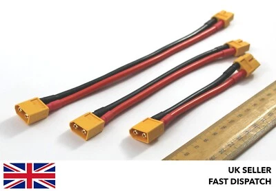 XT60 Extension Cable/Wire/Lead 10/15/20cm 100/150/200mm 12AWG - Image 1 of 3