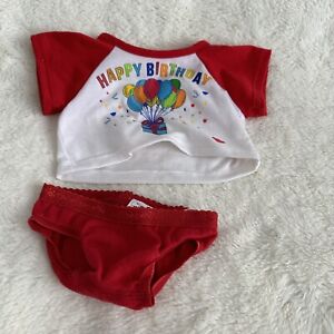 Build a Bear Workshop Happy Birthday T Shirt Red Underwear Outfit Clothes Toy